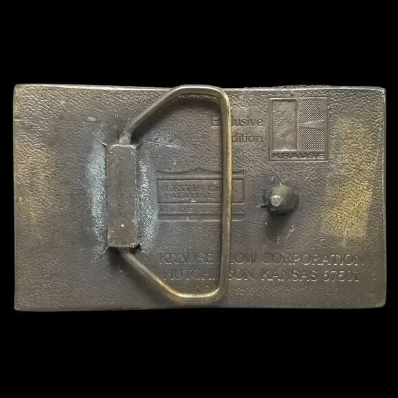 Vintage Belt Buckle Solid Brass Krause Plow Corporation USA Made By Lewis‎ Corp